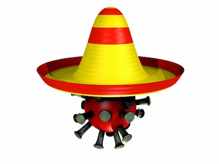 simsearch:400-04629961,k - 3D cartoon with a influenza virus and a sombrero Stockbilder - Microstock & Abonnement, Bildnummer: 400-04615399