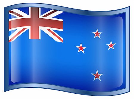 simsearch:400-04615817,k - Vector - EPS 9 format. Image - New Zealand Flag Icon, isolated on white background. Foto de stock - Royalty-Free Super Valor e Assinatura, Número: 400-04615614