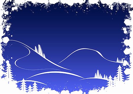 santa claus ski - Grunge winter background with fir-tree snowflakes and santa Stock Photo - Budget Royalty-Free & Subscription, Code: 400-04615689