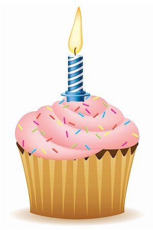 simsearch:400-04615795,k - Happy Birthday. Cupcake With Candle Vector Image. Stockbilder - Microstock & Abonnement, Bildnummer: 400-04615798