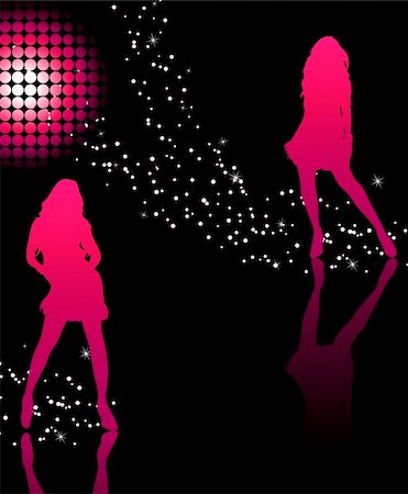 simsearch:628-05817310,k - Girls dancing on glossy floor with stars and pink disco ball Foto de stock - Super Valor sin royalties y Suscripción, Código: 400-04615929