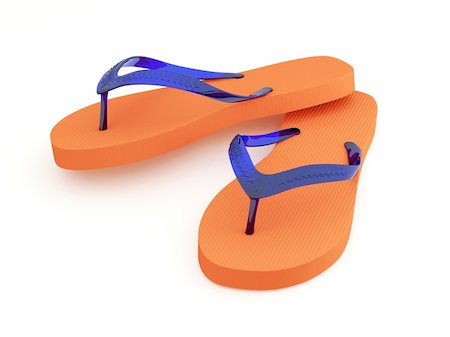 sidewaysdesign (artist) - Orange flip flops with indigo blue straps. Sharp focus. Includes pro clipping path. Foto de stock - Super Valor sin royalties y Suscripción, Código: 400-04616078