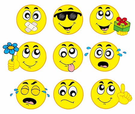 Various smileys 2 on white background - vector illustration. Stock Photo - Budget Royalty-Free & Subscription, Code: 400-04616165