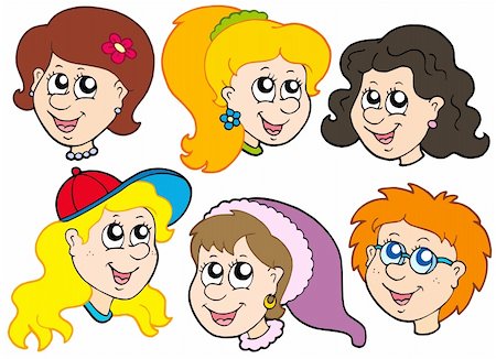 earring drawing - Girls faces collection - vector illustration. Stock Photo - Budget Royalty-Free & Subscription, Code: 400-04616162