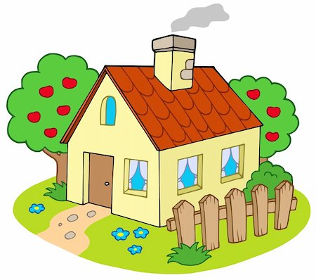 House with garden - vector illustration. Stock Photo - Budget Royalty-Free & Subscription, Code: 400-04616163