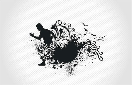 simsearch:400-04130420,k - running boy- Halftone ink splat grunge background for text. Stock Photo - Budget Royalty-Free & Subscription, Code: 400-04616319