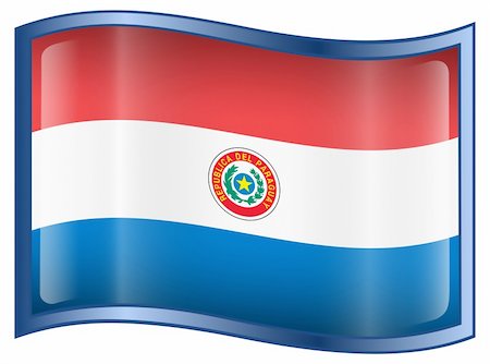 simsearch:400-04738956,k - Paraguay Flag Icon, isolated on white background. Photographie de stock - Aubaine LD & Abonnement, Code: 400-04616679