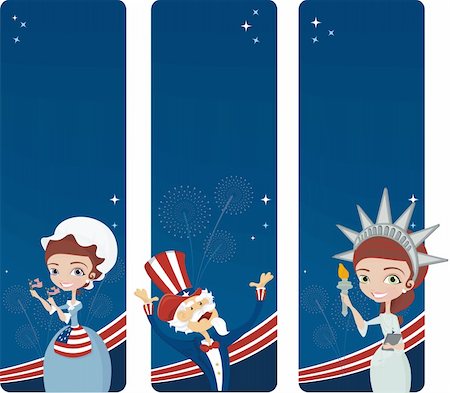 red colour background with white fireworks - 4th July banners with fireworks and uncle sam, stuatue of libert, and typical american costume Stock Photo - Budget Royalty-Free & Subscription, Code: 400-04616697