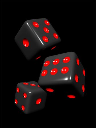 rolling over - Black dice in black background 3d illustration Stock Photo - Budget Royalty-Free & Subscription, Code: 400-04616829
