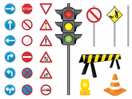simsearch:400-04648983,k - Set of road signs.  Please check my portfolio for more construction illustrations. Stock Photo - Budget Royalty-Free & Subscription, Code: 400-04616915