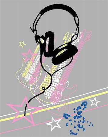 dance club signs - music headphone guitar design for your label Stock Photo - Budget Royalty-Free & Subscription, Code: 400-04616958
