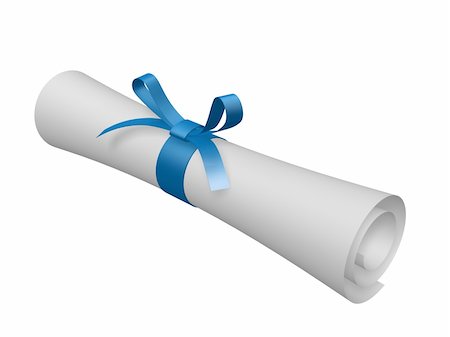 certificate scroll with blue ribbon isolated on white background Fotografie stock - Microstock e Abbonamento, Codice: 400-04617590