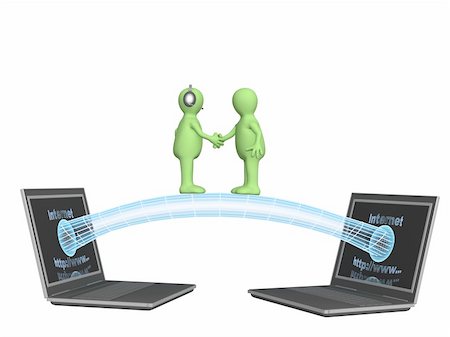 simsearch:400-04617638,k - Two 3d puppets, met in the Internet Fotografie stock - Microstock e Abbonamento, Codice: 400-04617636