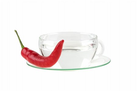 simsearch:400-04617727,k - cup of water with chili, isolated on white background Fotografie stock - Microstock e Abbonamento, Codice: 400-04617734