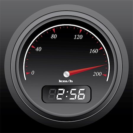 simsearch:400-09098536,k - black speedometer with integral timer, vector illustration Foto de stock - Super Valor sin royalties y Suscripción, Código: 400-04617828