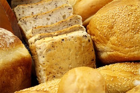 sour dough bread - Selection of different types of rolls, loaves and bread. Stock Photo - Budget Royalty-Free & Subscription, Code: 400-04617874