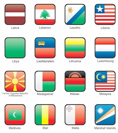 Latvia, Lebanon, Lesotho, Liberia, Libya, Liechtenstein, Lithuania, Luxemburg, Macedonia, Madagascar, Malawi, Malaysia, Maldives, Mali, Malta, Marshall Islands Stock Photo - Budget Royalty-Free & Subscription, Code: 400-04617938