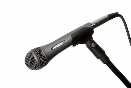 Image of a microphone in stand/holder on white background Stock Photo - Budget Royalty-Free & Subscription, Code: 400-04618185