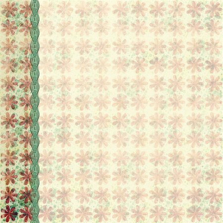 Retro grunge flower background with braid border Stockbilder - Microstock & Abonnement, Bildnummer: 400-04618428