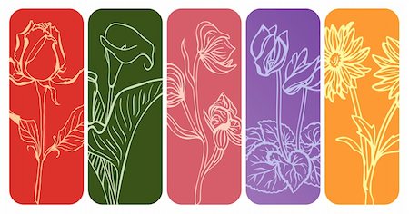 Floral silhouettes on pastel background. Vector illustration. Stockbilder - Microstock & Abonnement, Bildnummer: 400-04618867