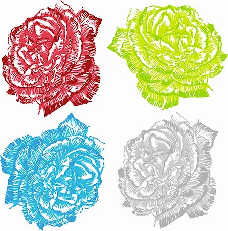 simsearch:400-04645691,k - Set of 4 colorful roses. Stock Photo - Budget Royalty-Free & Subscription, Code: 400-04618954