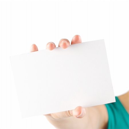 simsearch:400-06137807,k - Woman holding a blank note card / white sign Foto de stock - Super Valor sin royalties y Suscripción, Código: 400-04618964