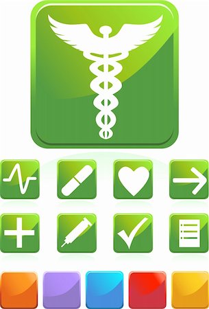 Set of 9 3D medical icons - square style. Stock Photo - Budget Royalty-Free & Subscription, Code: 400-04618979