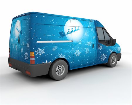 3D Render of a Christmas Delivery Van Isolated on White Stock Photo - Budget Royalty-Free & Subscription, Code: 400-04619089