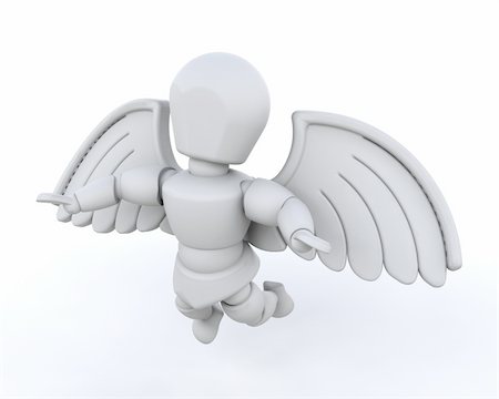 3d render of man with wings isolated on white Stock Photo - Budget Royalty-Free & Subscription, Code: 400-04619095