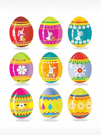 faberge - colorful designer eggs isolated on white Foto de stock - Super Valor sin royalties y Suscripción, Código: 400-04619097