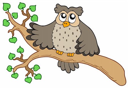 simsearch:400-04409562,k - Owl on branch - vector illustration. Fotografie stock - Microstock e Abbonamento, Codice: 400-04619136