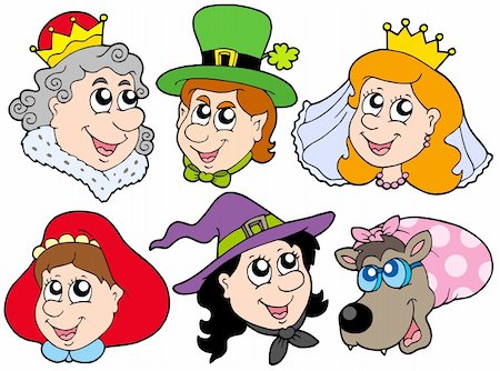 fairy tale characters how to draw - Fairy tale portraits collection - vector illustration. Stock Photo - Budget Royalty-Free & Subscription, Code: 400-04619131