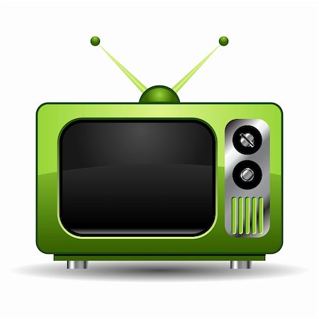 Green retro television set isolated over white Stock Photo - Budget Royalty-Free & Subscription, Code: 400-04619160