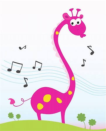 simsearch:400-04199391,k - Funny jungle giraffe sing a song. Vector Illustration. Included high-resolution JPG and EPS. Foto de stock - Super Valor sin royalties y Suscripción, Código: 400-04619456