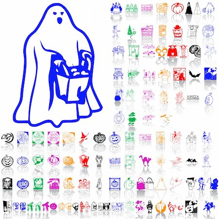 Set of Halloween sketches. Part 1. Isolated groups and layers. Global colors. Stock Photo - Budget Royalty-Free & Subscription, Code: 400-04619592