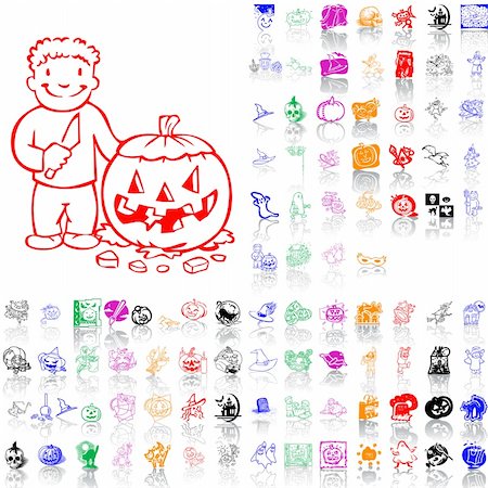 simsearch:400-04645724,k - Set of Halloween sketches. Part 2. Isolated groups and layers. Global colors. Stock Photo - Budget Royalty-Free & Subscription, Code: 400-04619593