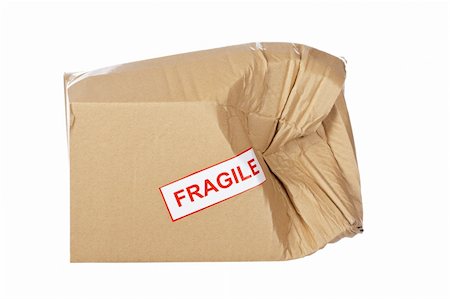 Damaged cardboard box,  isolated on white background Stock Photo - Budget Royalty-Free & Subscription, Code: 400-04619629