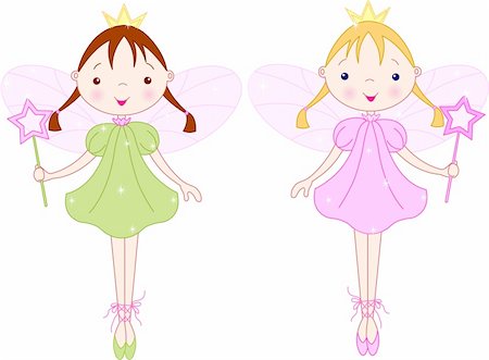 simsearch:400-07302508,k - Two cute fairies with magic wand Photographie de stock - Aubaine LD & Abonnement, Code: 400-04619645