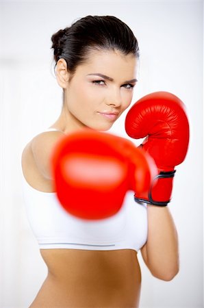 Young beautiful woman during fitness time and boxing Stock Photo - Budget Royalty-Free & Subscription, Code: 400-04619718