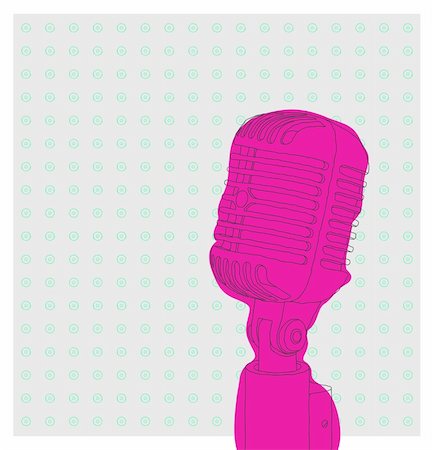 simsearch:400-04278068,k - Vector hand drawn retro microphone with pattern on a gray background. Stock Photo - Budget Royalty-Free & Subscription, Code: 400-04610046