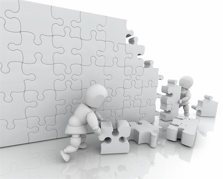 simsearch:400-08096963,k - 3D render of men solving a jigsaw puzzle Fotografie stock - Microstock e Abbonamento, Codice: 400-04610777
