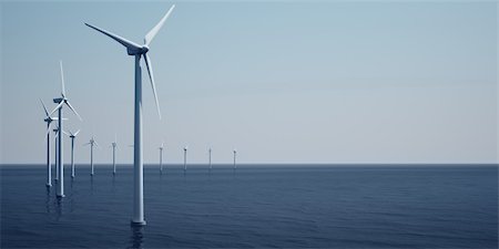 3d rendering of windturbines on the ocean Stock Photo - Budget Royalty-Free & Subscription, Code: 400-04610859