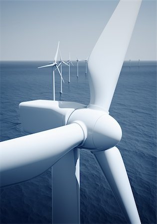 3d rendering of windturbines on the ocean Stock Photo - Budget Royalty-Free & Subscription, Code: 400-04610869