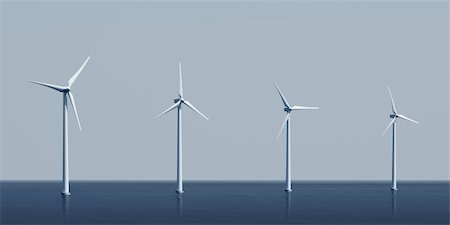 3d rendering of windturbines on the ocean Stock Photo - Budget Royalty-Free & Subscription, Code: 400-04610861