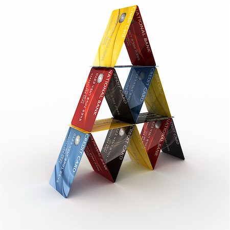 3d rendering of credit cards arranged in a pyramid Stockbilder - Microstock & Abonnement, Bildnummer: 400-04610871