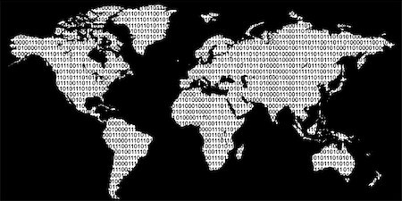 Binary code and world map - digital world conception Stock Photo - Budget Royalty-Free & Subscription, Code: 400-04610885