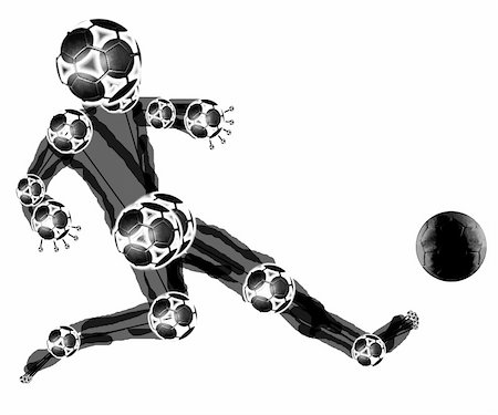 black football manikin kicking ball Stock Photo - Budget Royalty-Free & Subscription, Code: 400-04610955