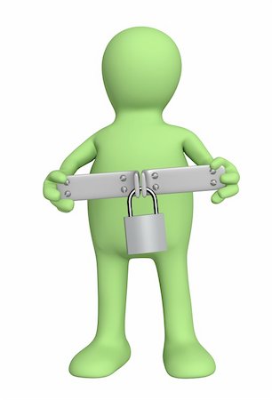 Puppet with closed lock - over white Photographie de stock - Aubaine LD & Abonnement, Code: 400-04611507