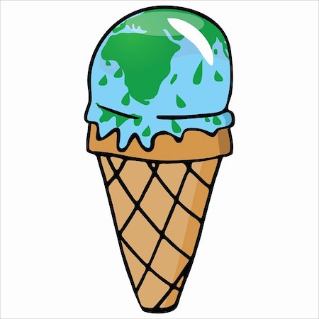 Effects of Global warming - melting world ice-cream Stock Photo - Budget Royalty-Free & Subscription, Code: 400-04611651