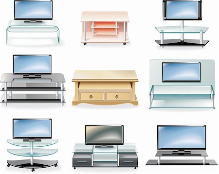 Set of modern tv stands icons Stock Photo - Budget Royalty-Free & Subscription, Code: 400-04611854